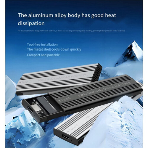 M. 2 Solid State Mobile Hard Disk Box USB 3.2 Metal Heat Dissipation External Type-C Interface /NVMe Dual Protocol C 2