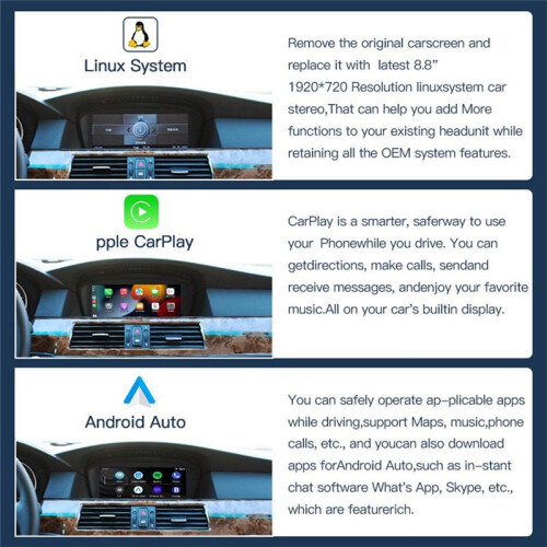 8.8inch Wireless CarPlay Android Auto Car Multimedia for  3 5 Series E60 E61 E90 E92 Navigation Car Stereo CCC System