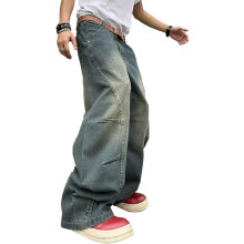 Pantalones vaqueros para Hombre Baggy Y2K Pierna Ancha Holgados Retro Azul XS — jeans streetwear hombre