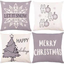 Fundas de cojín navideñas juego de 4 unidades blanco gris 45x45 cm — decoracion salon invierno, cojines estilo nordico