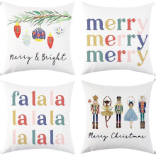 Juego de 4 Fundas Navideñas para Cojines Nuez Mágica 45x45 — decoracion salon navidad, cojines lino decorativos