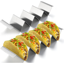 Soporte de Taco de Acero para Tortillas Juego de 2 Piezas Plateado Resistente — utensilios cocina mexicana