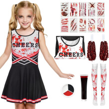 Disfraz Vestido Zombie Cheerleader para Niñas para Halloween — traje terror infantil, vestimenta animadora muerta