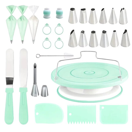 80PCS Cake Decorating Set-Non-Slip Turntable with Piping Tips, Scrapers & Tools for DIY Baking Tools Accessories 1