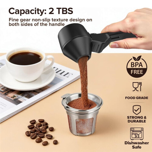2 Capsule  Riutilizzabili per  1.0/2.0, Capsule di Caffè Riutilizzabili con Cucchiaino, Senza BPA, per K-Classic e K- 2