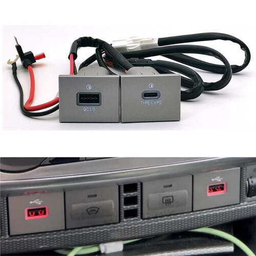 Dual USB PD Type C Car Charger Socket Quick Charging Power Adapter for  Focus 2 Mk2 2009-2011 2