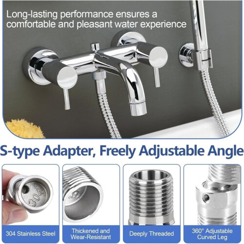 2pcs Angled Curved Foot Angle Adjustment 360 Wall Rotatable Faucet Mounted Eccentric Shower Corner Screws Adapter 2