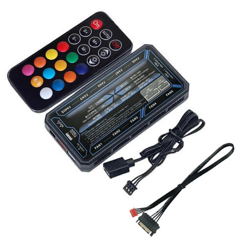 6pin ARGB Controller Computer Case Fan RGB Hub with 6-Pin Interface and 10+2 Wireless Remote Control Lighting 1