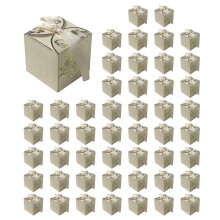 50 Pezzi di Scatola di Zucchero Francese di Lusso Leggera Dorata Color Champagne per Caramelle da Matrimonio, Scatola Regalo di Carta per