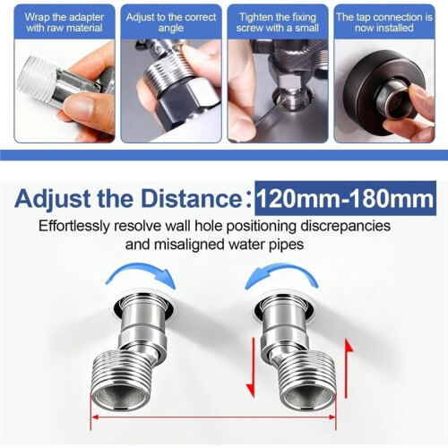 2pcs Angled Curved Foot Angle Adjustment 360 Wall Rotatable Faucet Mounted Eccentric Shower Corner Screws Adapter