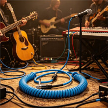 Kabel Gitarowy 6,5 mm, Kabel Spiralny do Wzmacniacza, Kabel do Gitary Elektrycznej, Przewód z Wtykiem Męskim do Męskiego, Redukcja Szumów dla