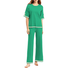 Ensemble Femme Combinaison Deux Pièces Confortable Taille Unique Vert — vêtements détente femme, ensemble viscose