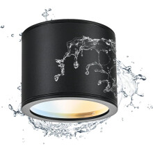Plafonnier LED GX53 9W IP44 Noir - Spot de Plafond 3 Couleurs 3000K-6500K - Éclairage Salle de Bain et Intérieur - Ø82mm