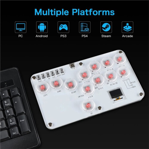 Hitbox Leverless Controller Fight Stick 12-Key All-Button Fighting Game Controller for PC/PS4/PS3/ 2