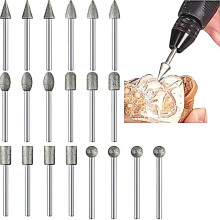 20Pcs Diamond Grinding Bits,120 Grit 1/8in Shank Diamond Coated Rotary Burr Set -Fits Most Rotary Tools, Jewelry Making