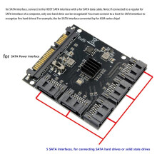 For SATA3.0 Hard Drive Expansion Card JMB575 1SATA to 5SATA Hard Drive High-Speed Card for  Linux Windows7/8/10/11