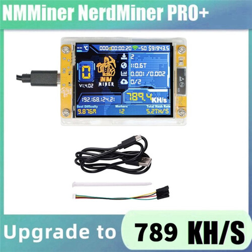 789KH/S NMMiner NerdMiner Bitcoin Crypto Solo Miner NerdMiner 2,8 Polegadas  Display Atualizado 789KH/S Hashrate 1