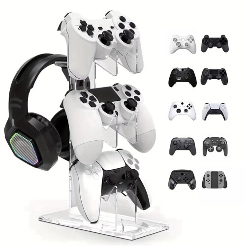 Universal 3-Layer Controller Holder and Headphone Holder Game Accessories for PS5 PS4 Storage Holder Transparent 2