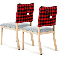 Lot de 4 housses de dossier de chaise à carreaux Buffalo pour Noël, housses de protection élastiques pour chaises de salle à manger