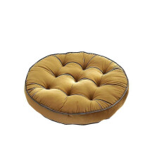 Coussin rond en velours hollandais jaune uni, 58 x 58 cm