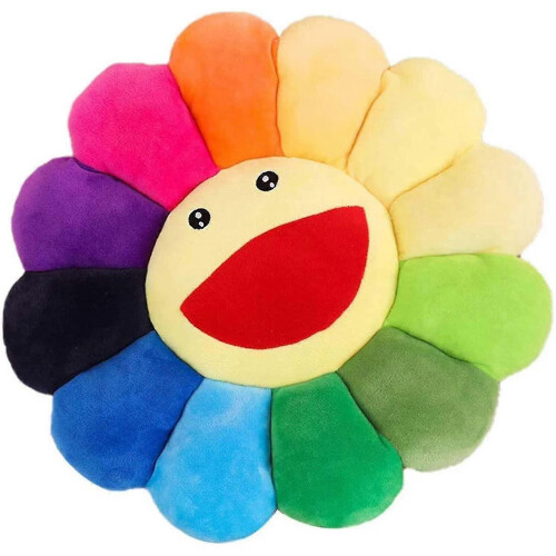 Sunflower Smiley Face Plush Cushion Pillow, 1pc