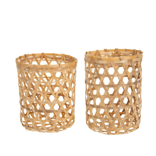 2pcs Bamboo Woven Cup Sleeves, Vintage Rustic Hand-Woven Cup Covers