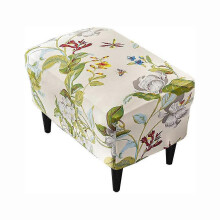 Funda para otomana y reposapiés, funda rectangular elástica lavable para taburete (flores y hojas)
