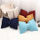 Pompom Bowknot Suede Throw Pillow Navy 14x20 with Insert 2