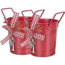 pezzi Secchiello di ferro rosso per caramelle natalizie Vaso di fiori in metallo per conservare