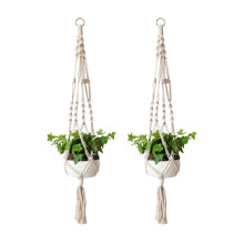 2Pcs Large Hand-Knitted Hanging Flowerpot Net Bag, Wall-Mounted String Planter for Home Garden Store Decor 105*25cm