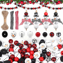 Weihnachtsschneemann-Perlen aus Holz zum Selbermachen von Schmuck, Dekoration für Zuhause und Partys