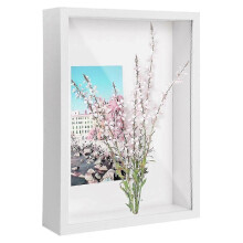 Cornice portafoto 3D bianca, formato A4, profonda 5 cm, per esposizione su tavolo e parete.