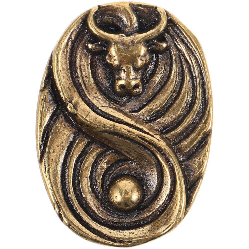 Solid Brass Bull Head Cabinet Handle, Vintage Drawer Pull with Screws for Wardrobe Bathroom