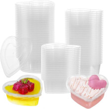 50 Pcs Valentine's Day Heart Storage Containers, 5 Oz Slime Jars for DIY Craft Liquid Foam