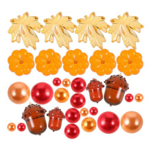 Ensemble de garniture pour vase de Thanksgiving - Citrouille artificielle décorative, feuille d'érable, perles de noisette et