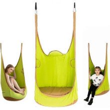 Altalena per bambini, verde, con morbido cuscino di seduta, facile da pulire.