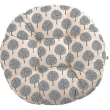 Coussin d'assise rond à motifs floraux et animaliers, 40 cm, en coton et lin, pour jardin ou balcon.