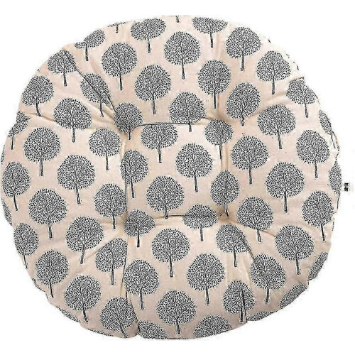Cuscino rotondo da 40 cm con stampa floreale e animalier in cotone e lino per giardino e balcone. 1
