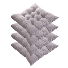 Cojín para silla, paquete de 4 almohadillas para sillas de comedor con lazos para interiores, cocina, exteriores, patio, jardín o escritorio (gris)