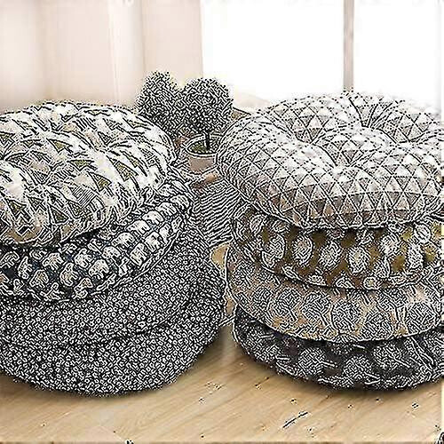 Cuscino rotondo da 40 cm con stampa floreale e animalier in cotone e lino per giardino e balcone. 2