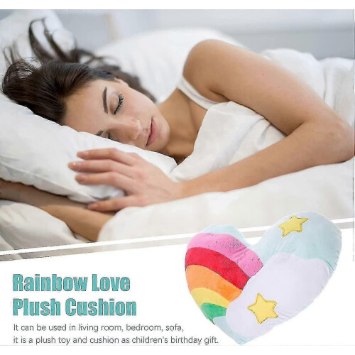 Rainbow Heart Shaped Throw Pillow, Soft Cushion for Dining Room Sofa-Yvan 1