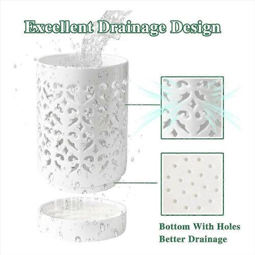 4 Inch White Ceramic Orchid Pot with Drainage Holes 2