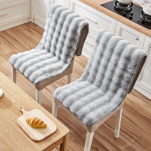 Winter Plush Non-Slip Thickened Chair Cushion with Backrest, Gray