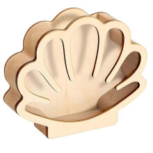 Vetrina in legno per conchiglie, decorazione per la casa a tema marino e spiaggia.