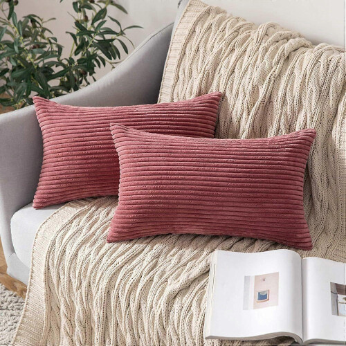 New Solid Corduroy Striped Pillow, Simple Sofa Cushion Nap Pad, Office Waist Support 1