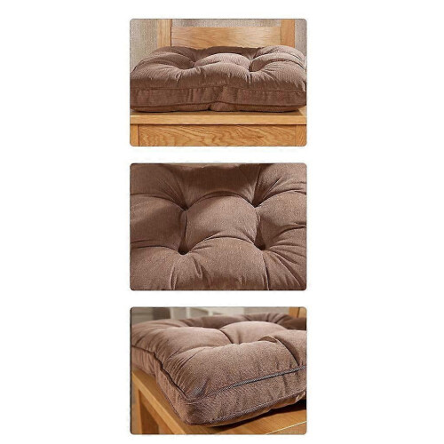 Plush Solid Color Chair Cushion, Non-Slip Wicker Tatami Pad with PP Cotton Back Support 1