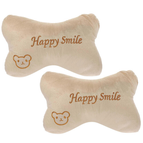 Beige Car Neck Pillow 2Pcs for Driving Seat Support 1