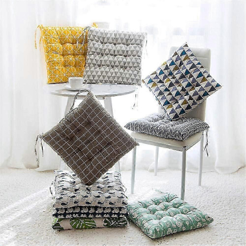 Set di 2 cuscini rotondi da giardino, 40x40 cm, a scacchiera gialla 1