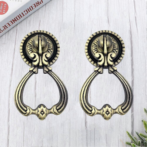 2Pcs Durable Zinc-Alloy Ring Cabinet Knobs, Extra-Thick Dresser Drawer Pulls 2