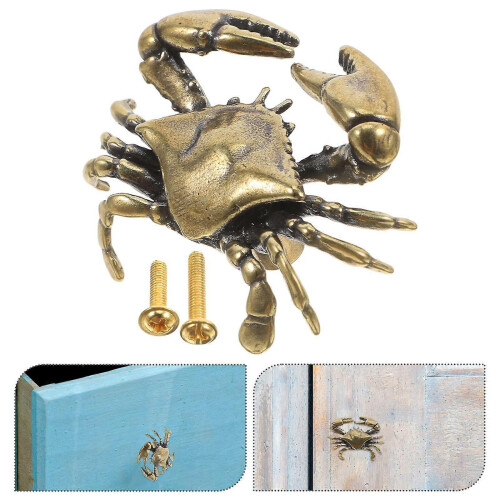 Solid Brass Crab Door Handle Nautical Drawer Pull Coastal Beach Decor 2